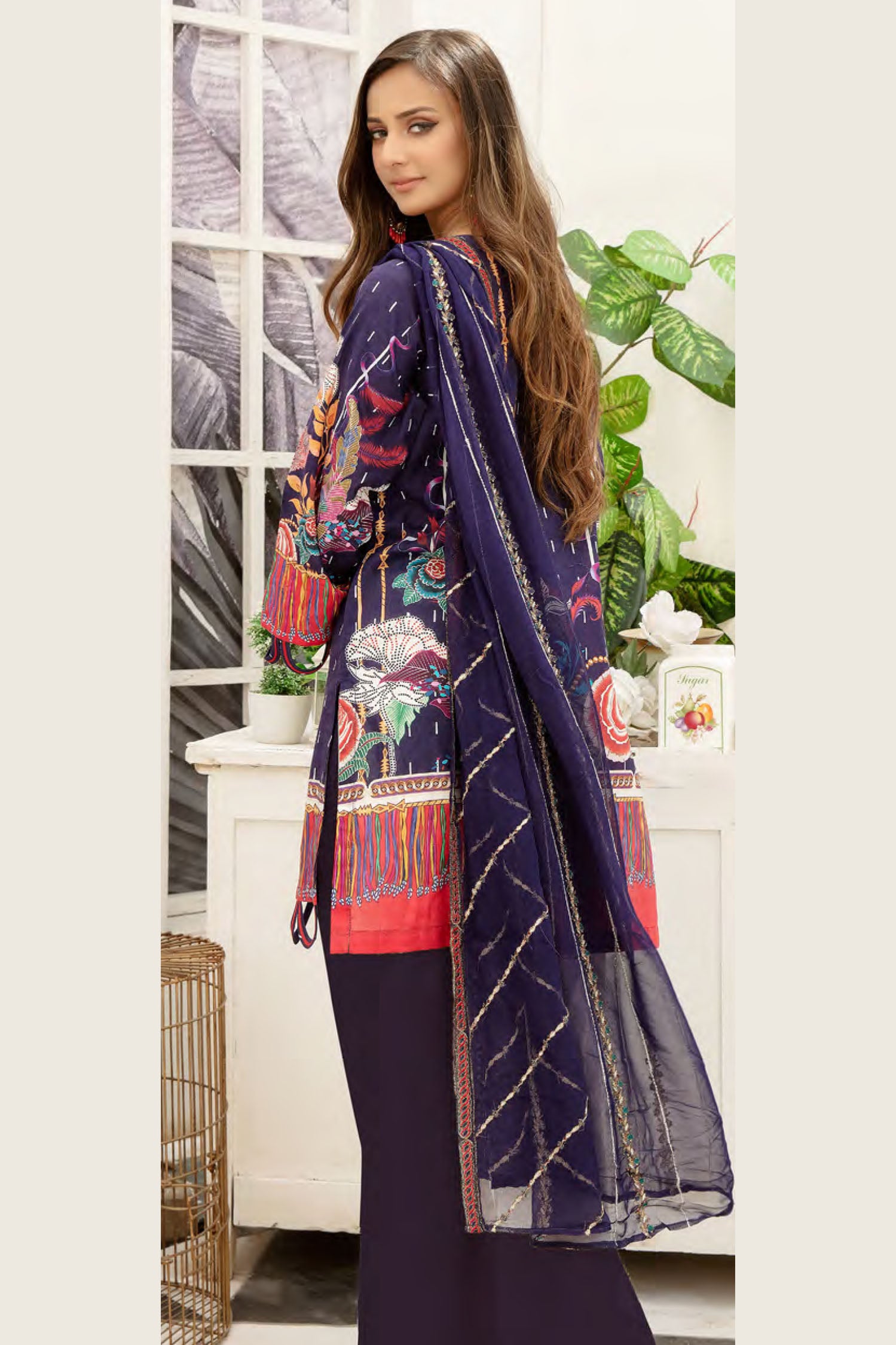 Mauve - Digital Printed and Embroidered Suvic Chiffon