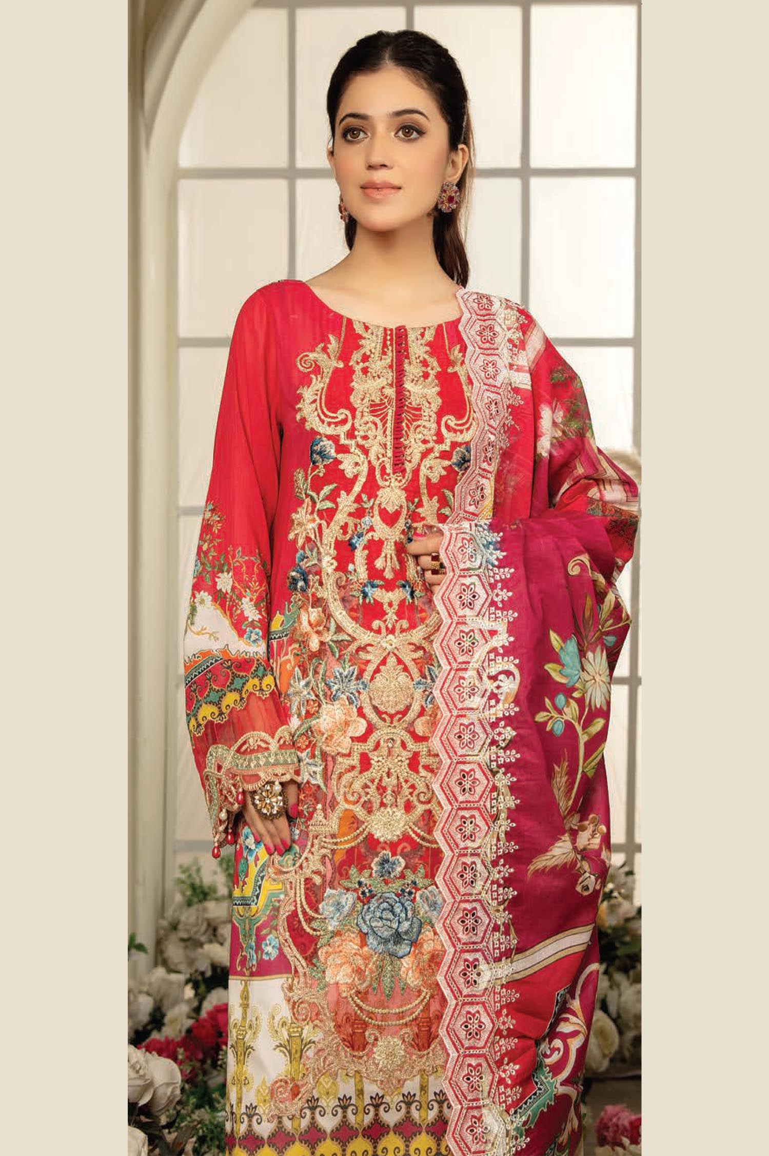 Primrose - Digital Printed & Embroidered Swiss Voil 3PC