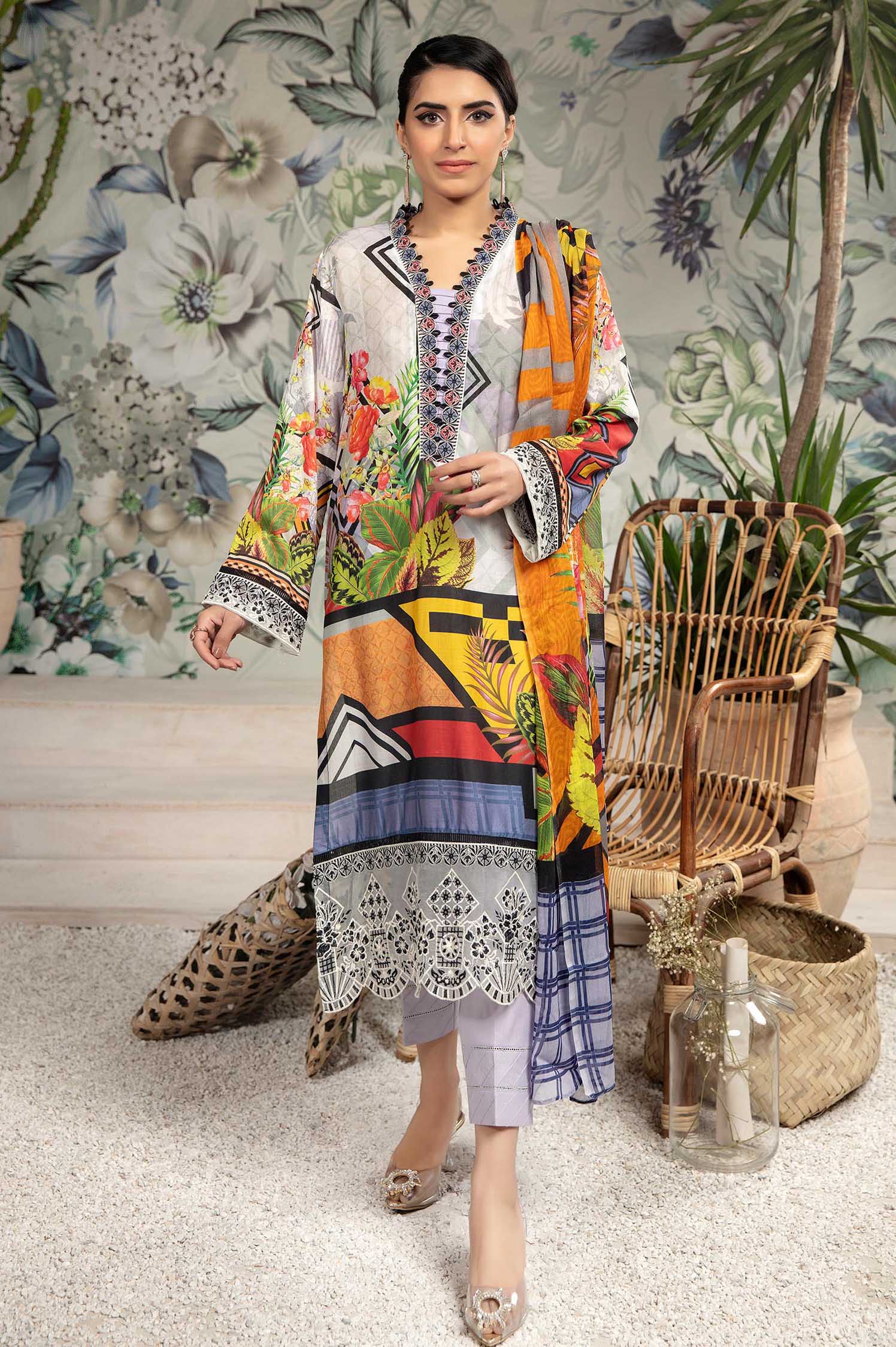 Anchor - Printed & Embroidered Lawn 3PC