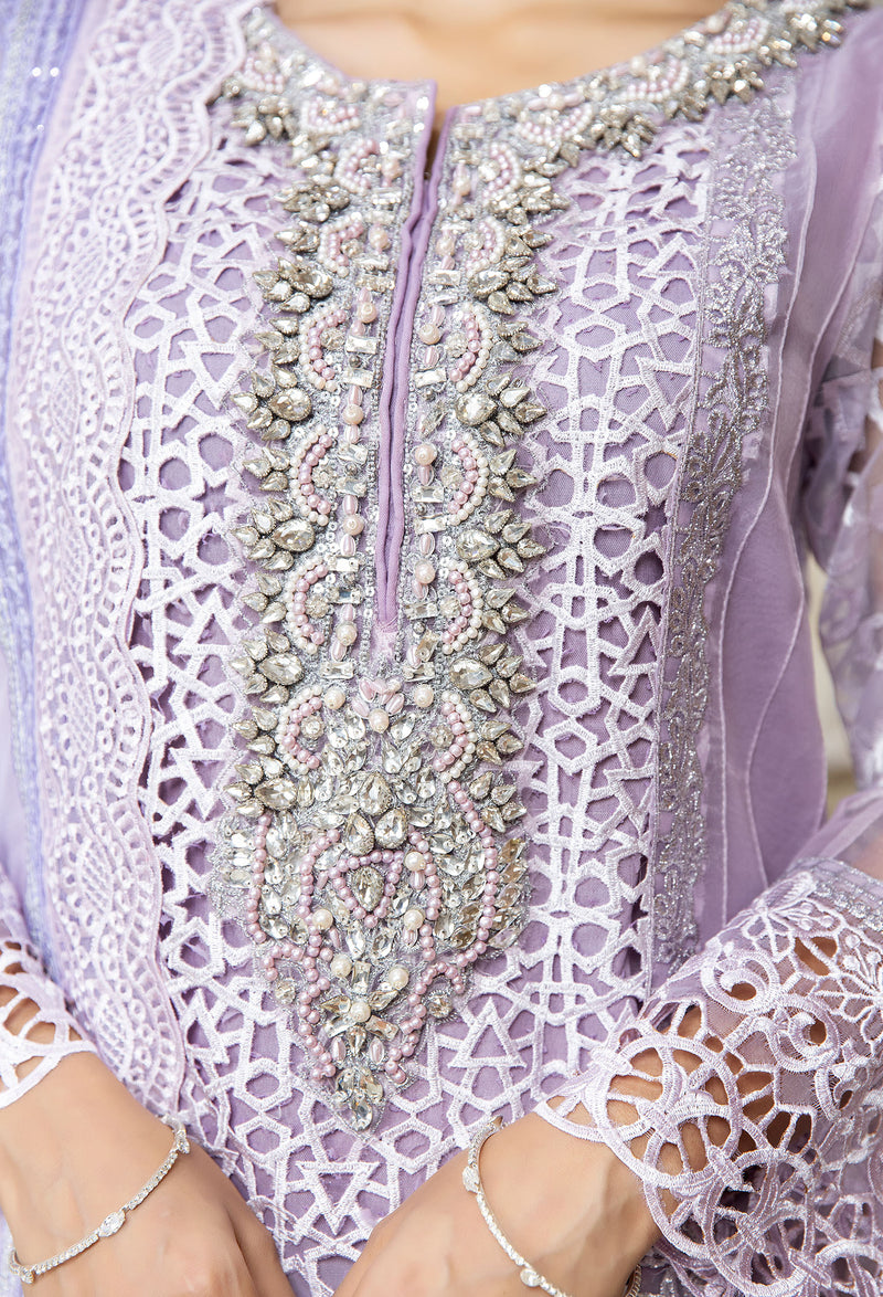 Viola Purple - Embroidered Organza Pret