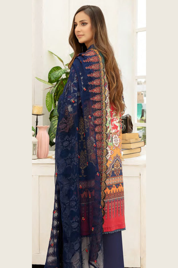 Cosmos - Digital Printed and Embroidered Suvic Chiffon