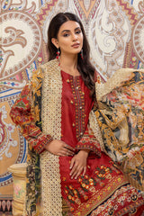 Cherry Red - Printed & Embroidered Lawn Pret 3PC