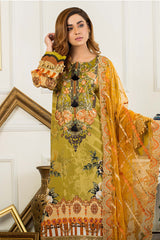 Luxor Gold - Printed & Embroidered Swiss Lawn Stitched