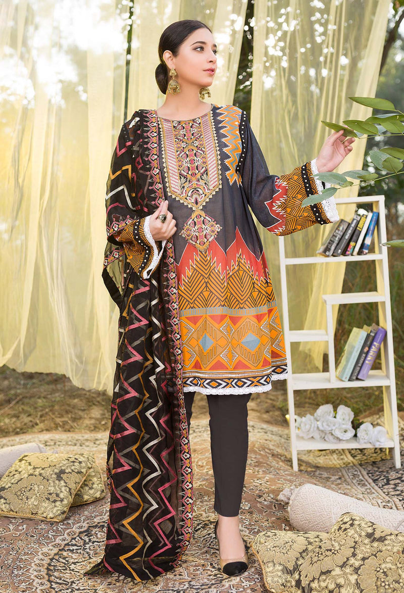 Zelit - Digital Embroidered Swiss Voil 3PC