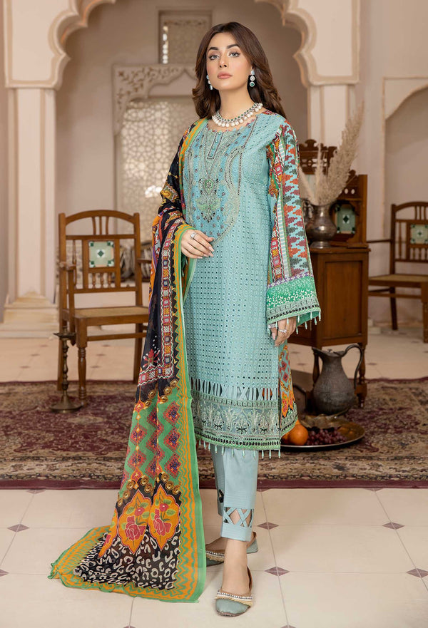 Twister Blue - Chikankari Embroidered Lawn 3PC