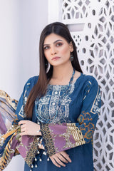 Venice Blue - Stitched Printed & Embroidered Lawn