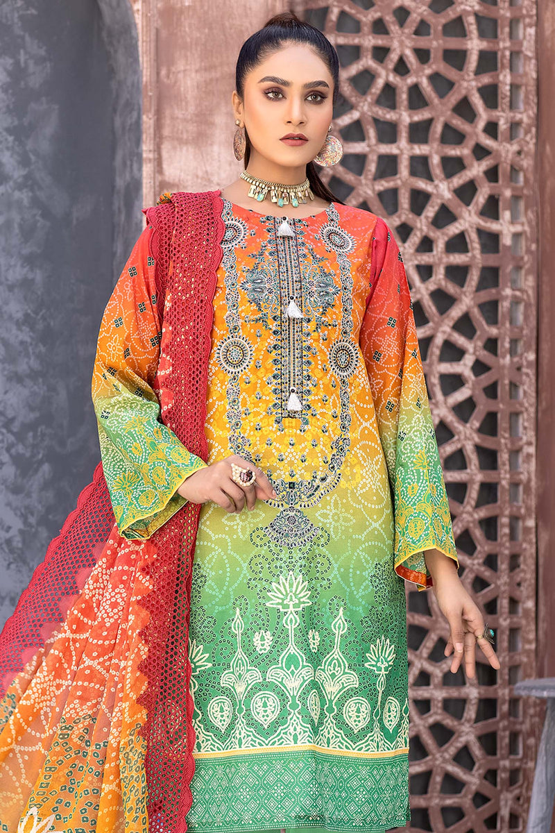 Tawny - Digital Printed & Embroidered Lawn