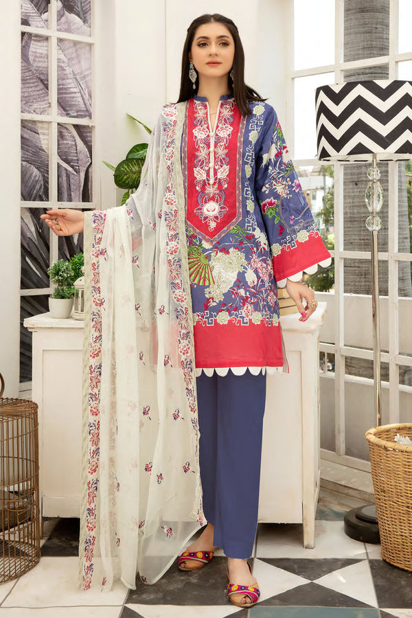 Allium - Digital Printed and Embroidered Suvic Chiffon