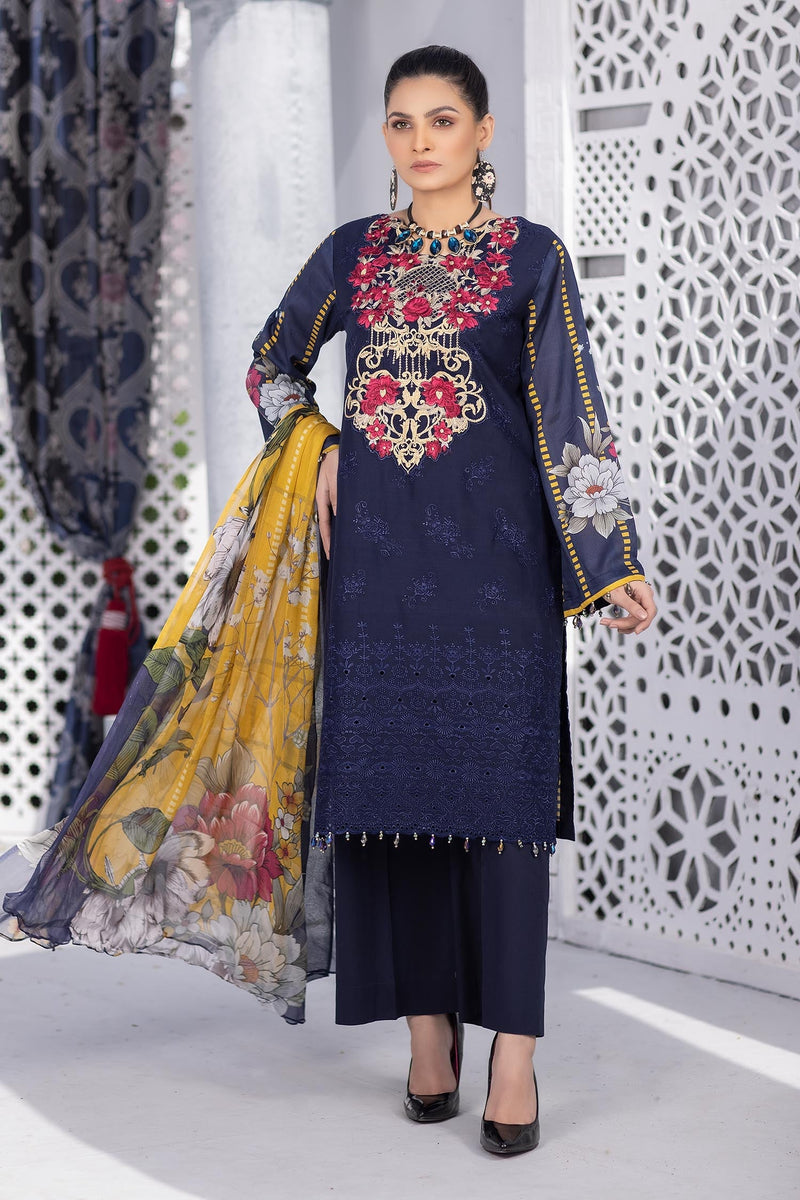 Violent Violet - Stitched Printed & Embroidered Lawn