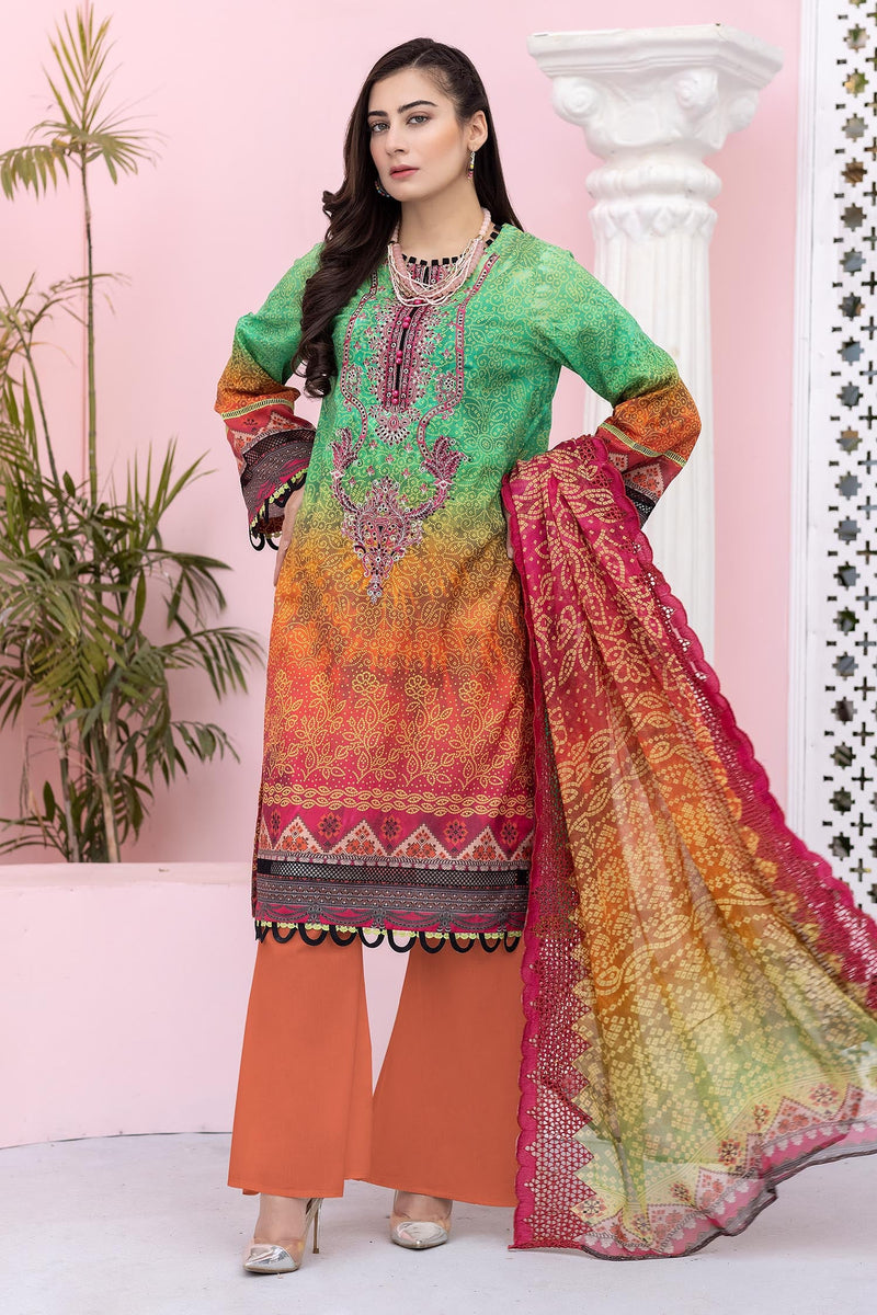 Terracotta - Digital Printed & Embroidered Lawn