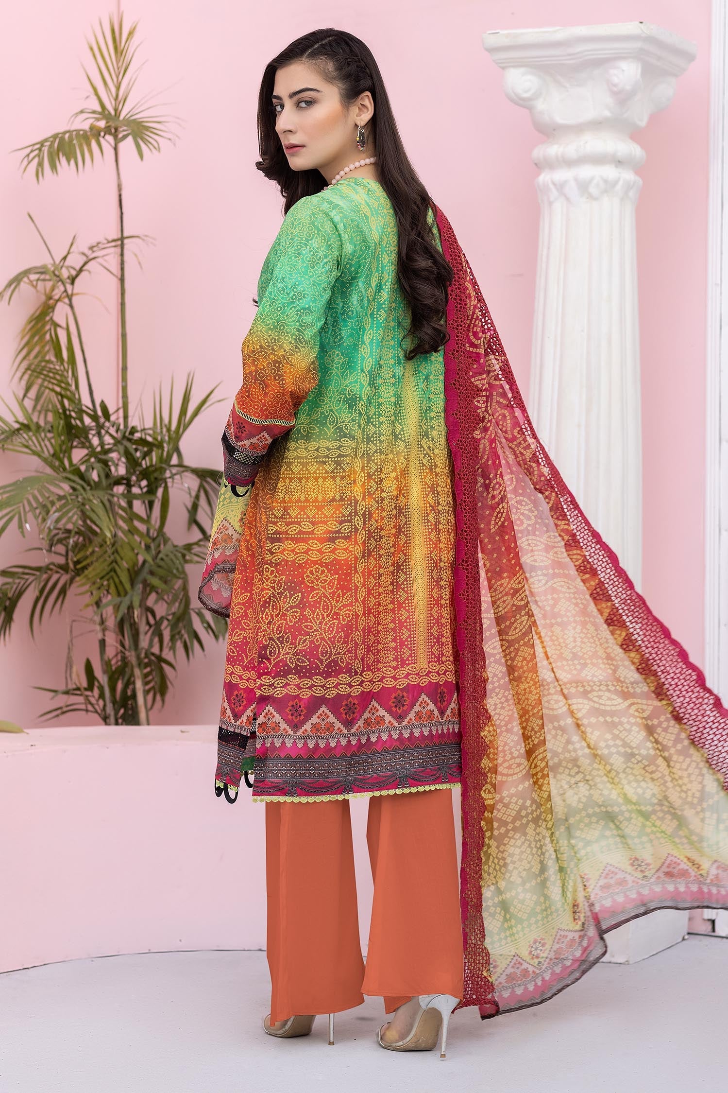 Terracotta - Digital Printed & Embroidered Lawn