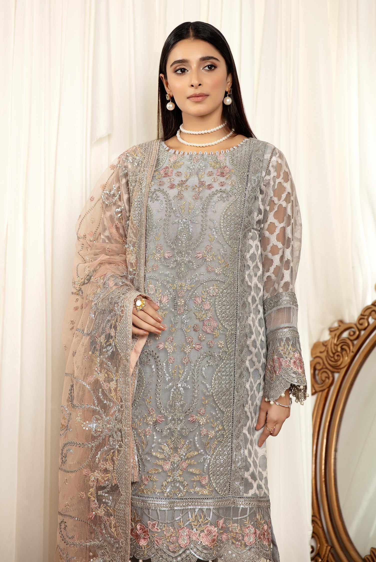 Spruce - Stitched Embroidered Organza 3PC