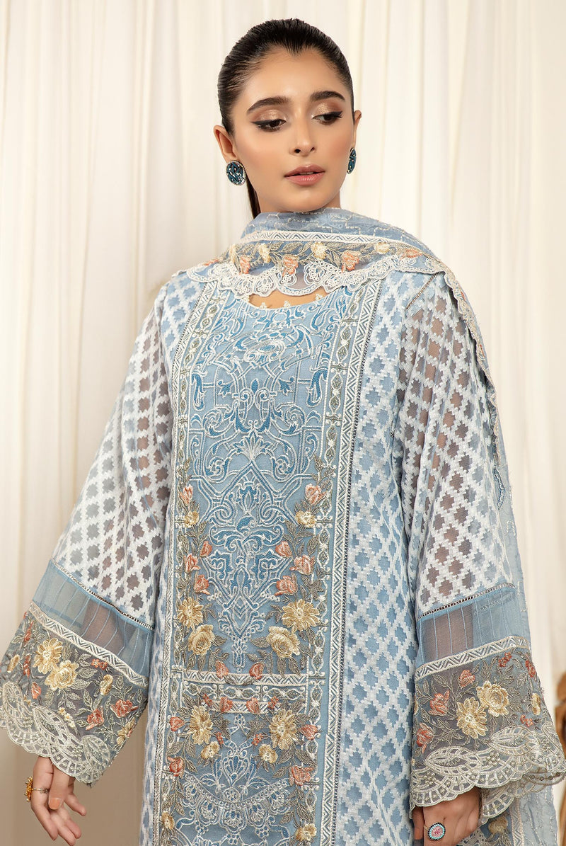 Arctic - Stitched Embroidered Organza 3PC