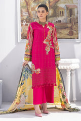 Shocking Pink - Stitched Printed & Embroidered Lawn