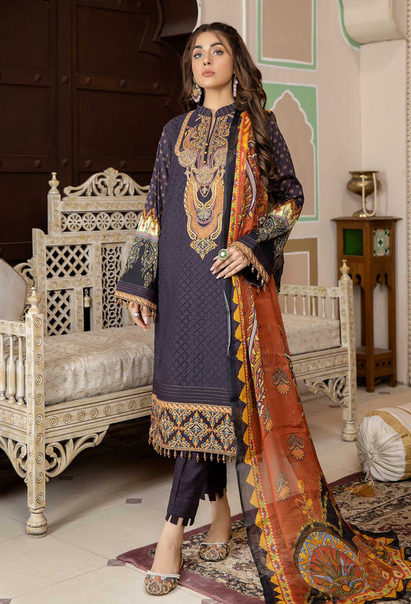 Amethyst Charm - Chikankari Embroidered Lawn 3PC