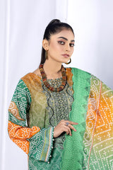 Greyish Teal - Digital Printed & Embroidered Lawn
