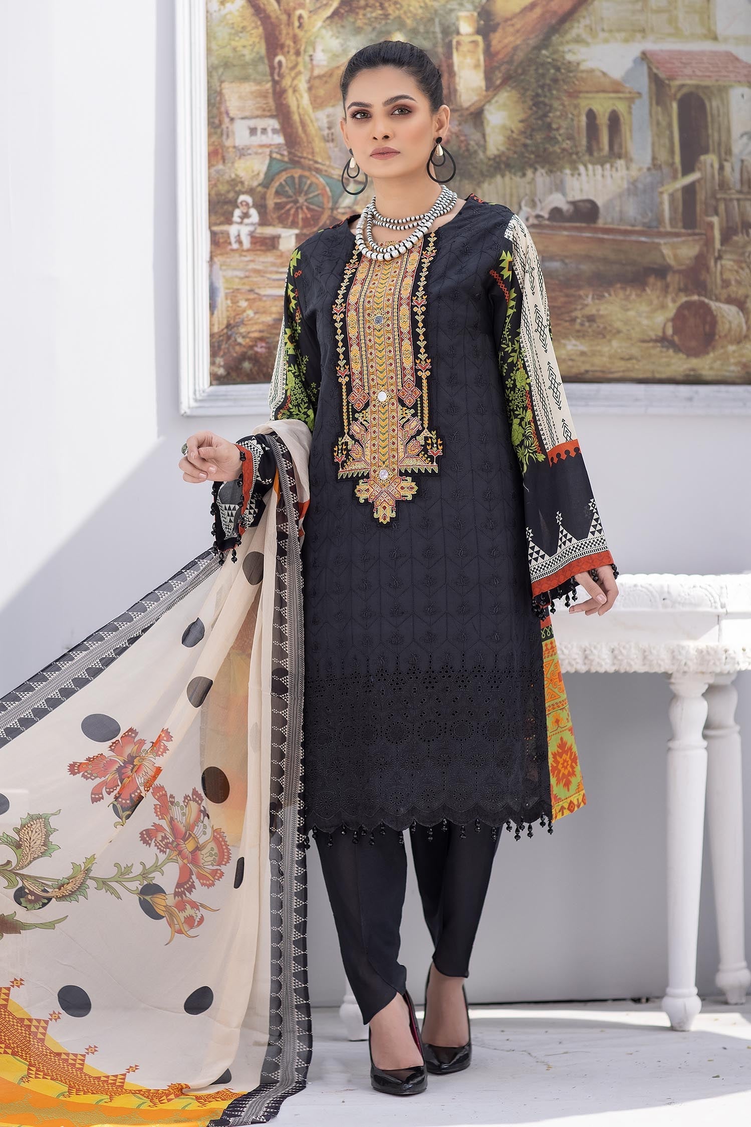 Batlic Flowers -  Stitched Printed & Embroidered Lawn