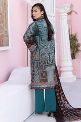 Blue Dianne - Digital Printed & Embroidered Lawn