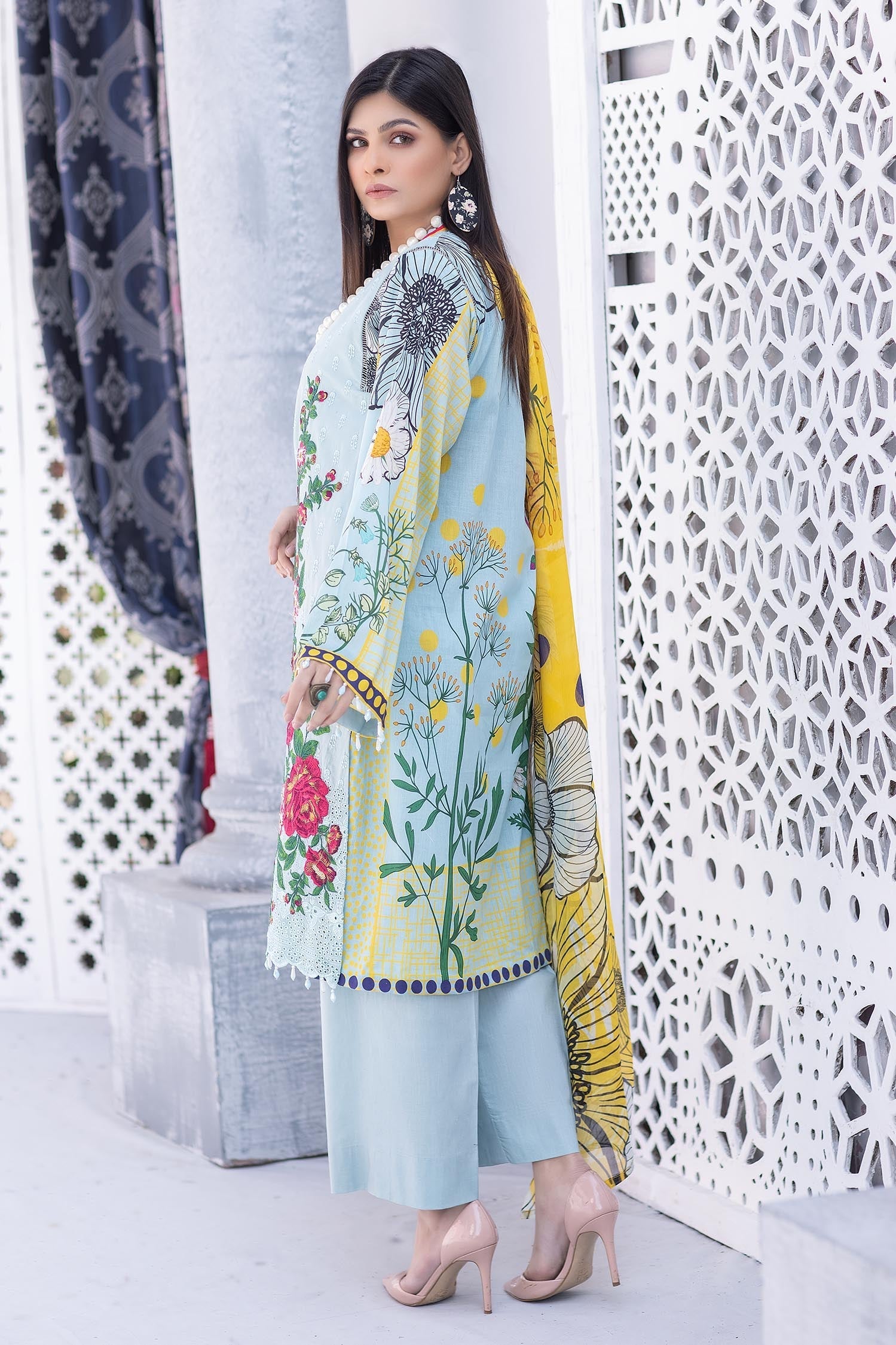 Blue Bayoux - Stitched Printed & Embroidered Lawn