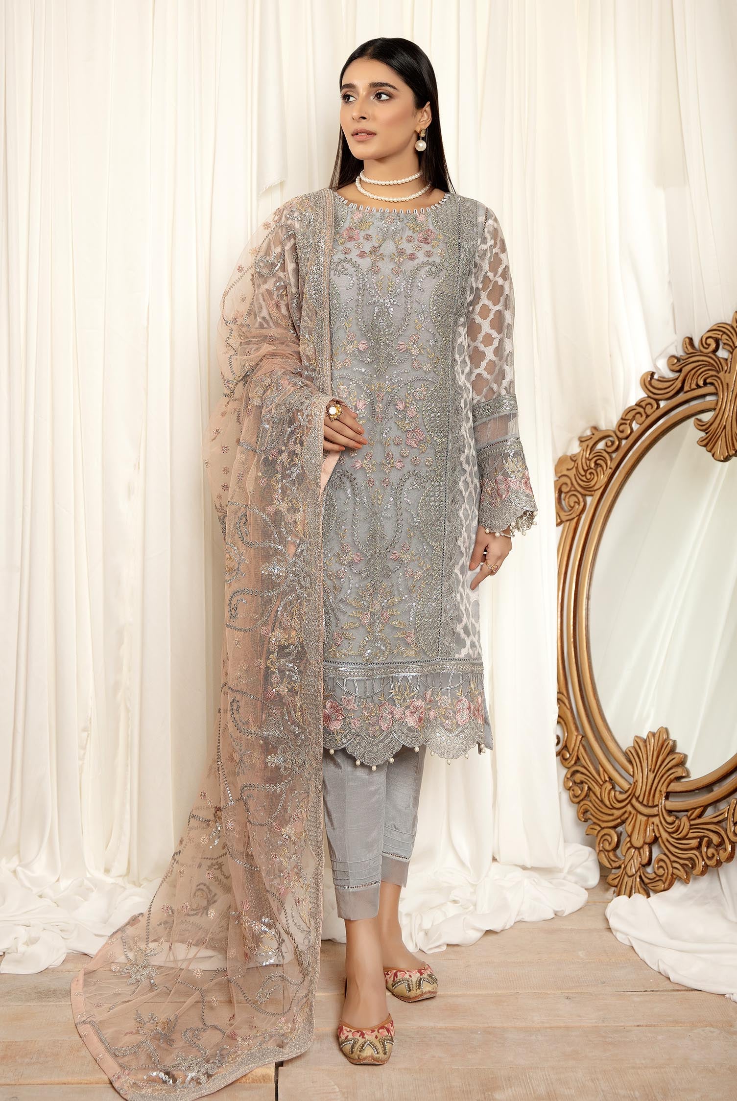 Spruce - Stitched Embroidered Organza 3PC