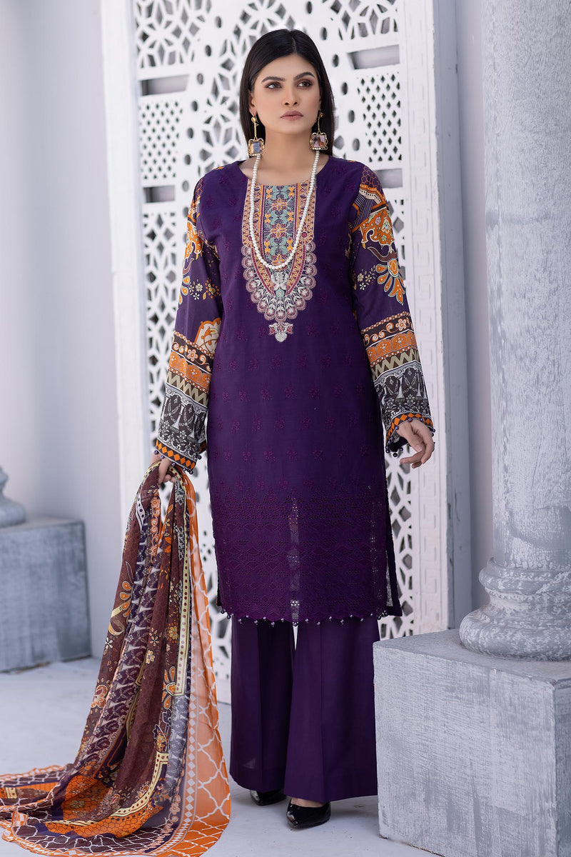 Maverick - Stitched Printed & Embroidered Lawn