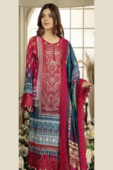 Zafrin - Digital Printed & Embroidered Swiss Voil 3PC