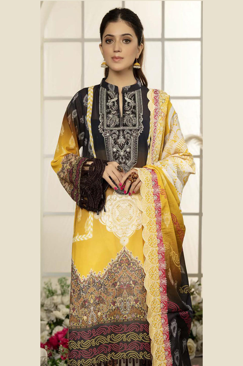 Trofil - Digital Printed & Embroidered Swiss Voil 3PC