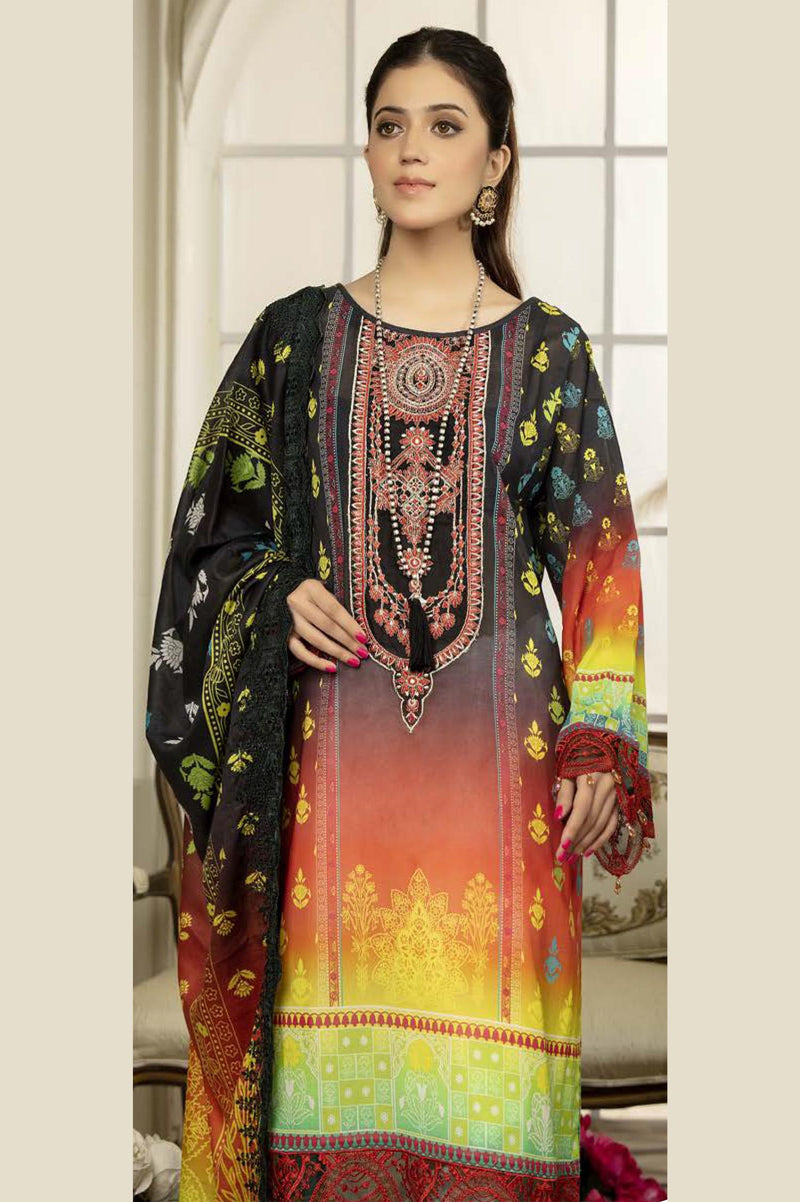 Swerly - Digital Printed & Embroidered Swiss Voil 3PC