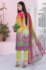 Iguana Green - Digital Printed & Embroidered Lawn