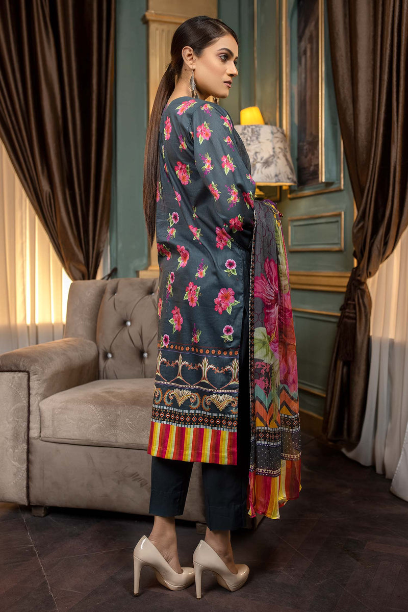Limed Spruce - Stitched Printed & Embroidered Lawn