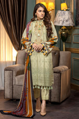 Green Mist - Embroidered & Printed Lawn