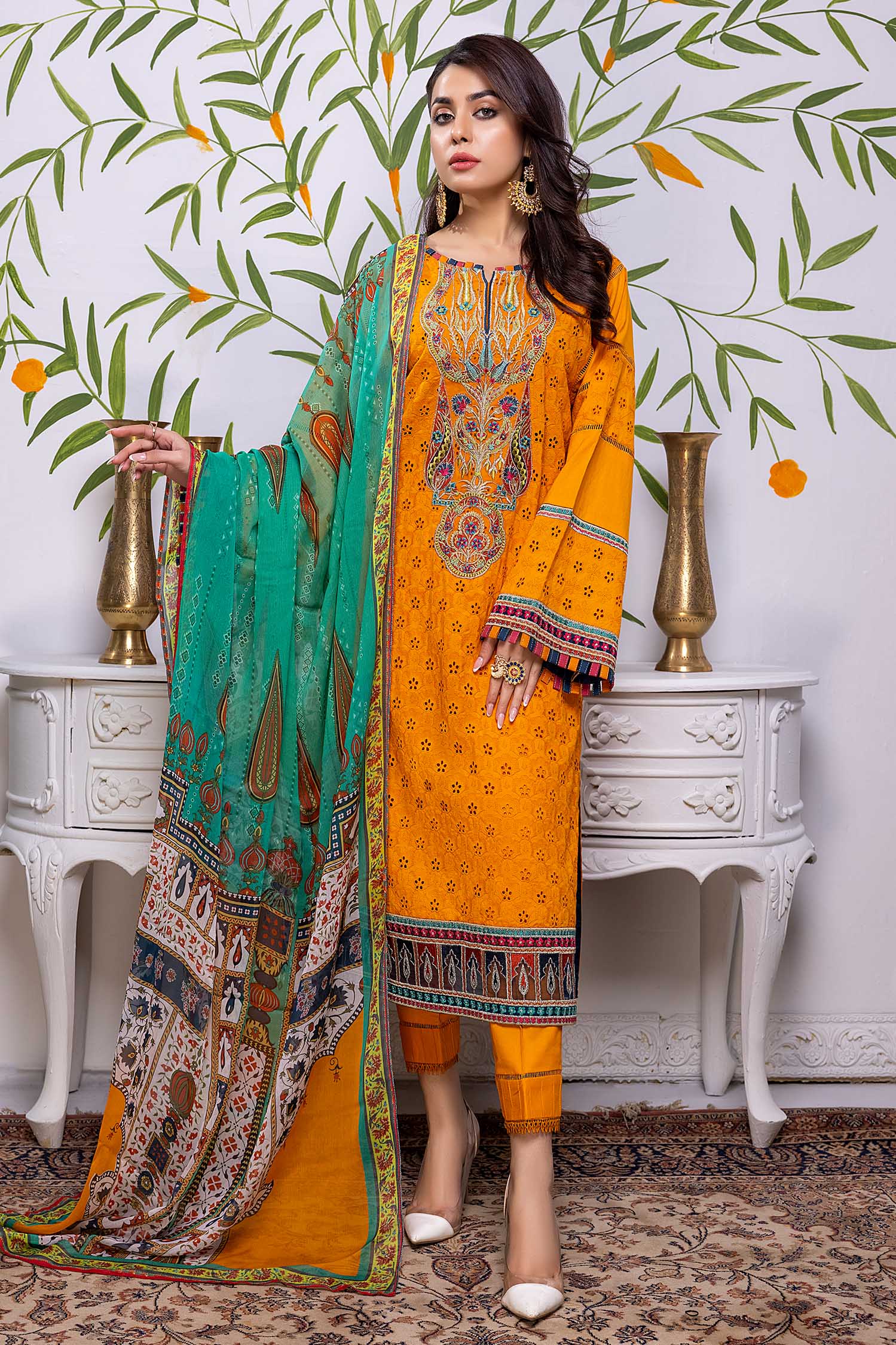 Tawny - Chikankari Embroidered Lawn Stitched 3PC