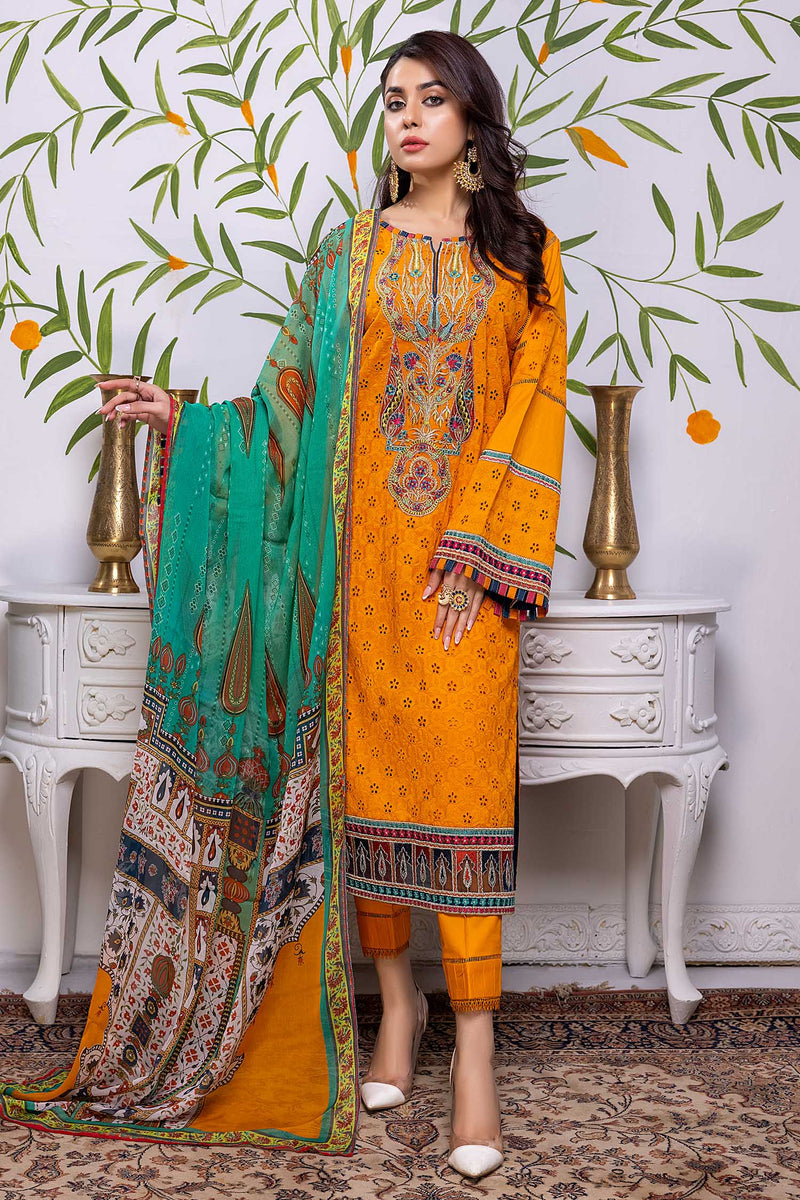 Tawny - Chikankari Embroidered Lawn Stitched 3PC