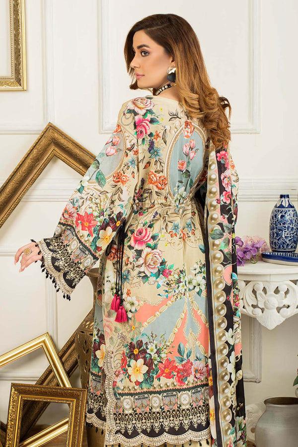 Desert Sand - Printed & Embroidered Swiss Lawn Stitched