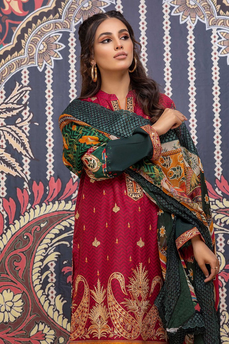 Chic Red - Printed & Embroidered Lawn Pret 3PC