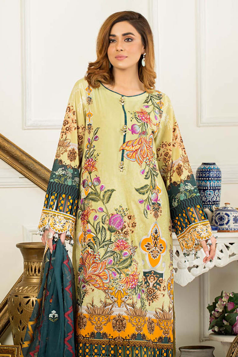 Chalky - Digital Printed & Embroidered Swiss Lawn