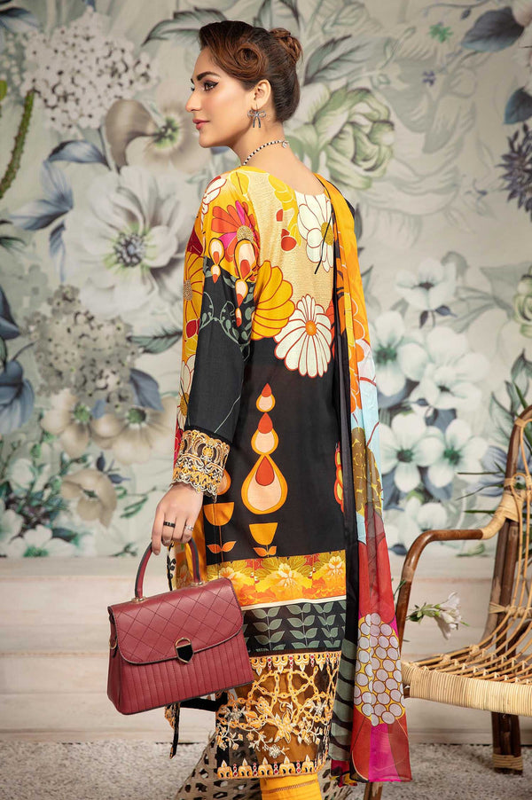 Powered Flower - Printed & Embroidered Lawn 3PC