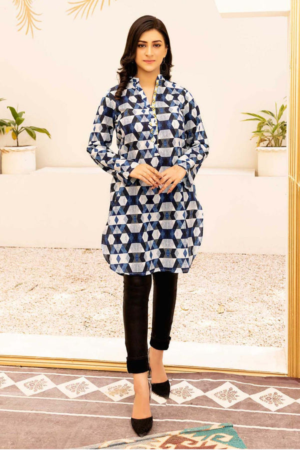 Sea Swirm - Digital Printed Stitched Lawn Kurti