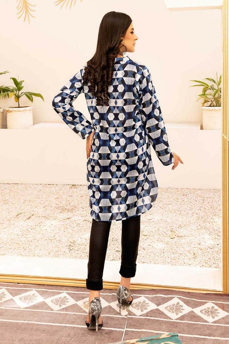 Sea Swirm - Digital Printed Stitched Lawn Kurti