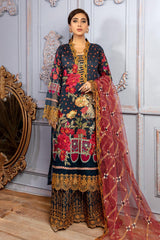 Rosa Dark - Digital Printed & Schiffli Embroidered Lawn 3PC