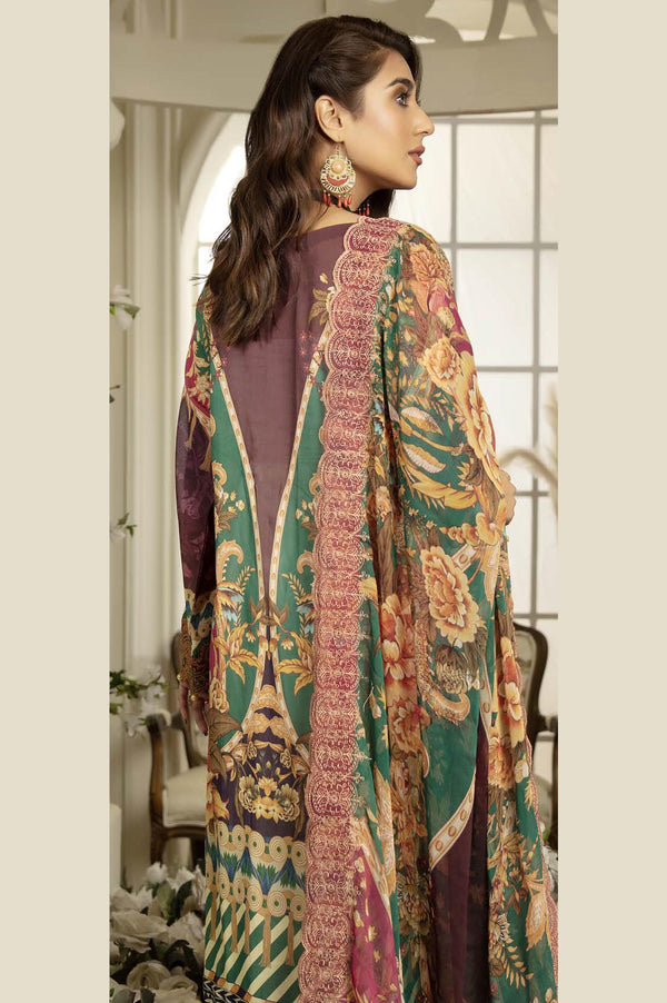 Tifny - Digital Printed & Embroidered Swiss Voil 3PC