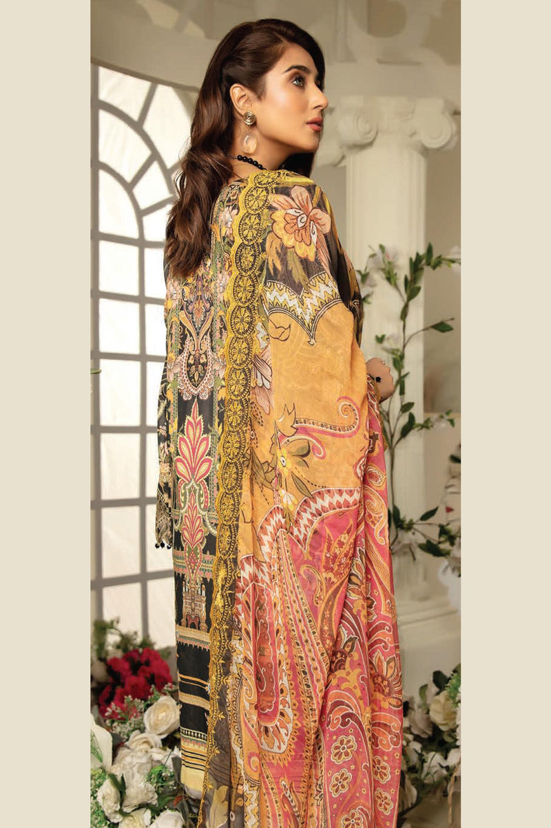 Brunia - Digital Printed & Embroidered Swiss Voil 3PC