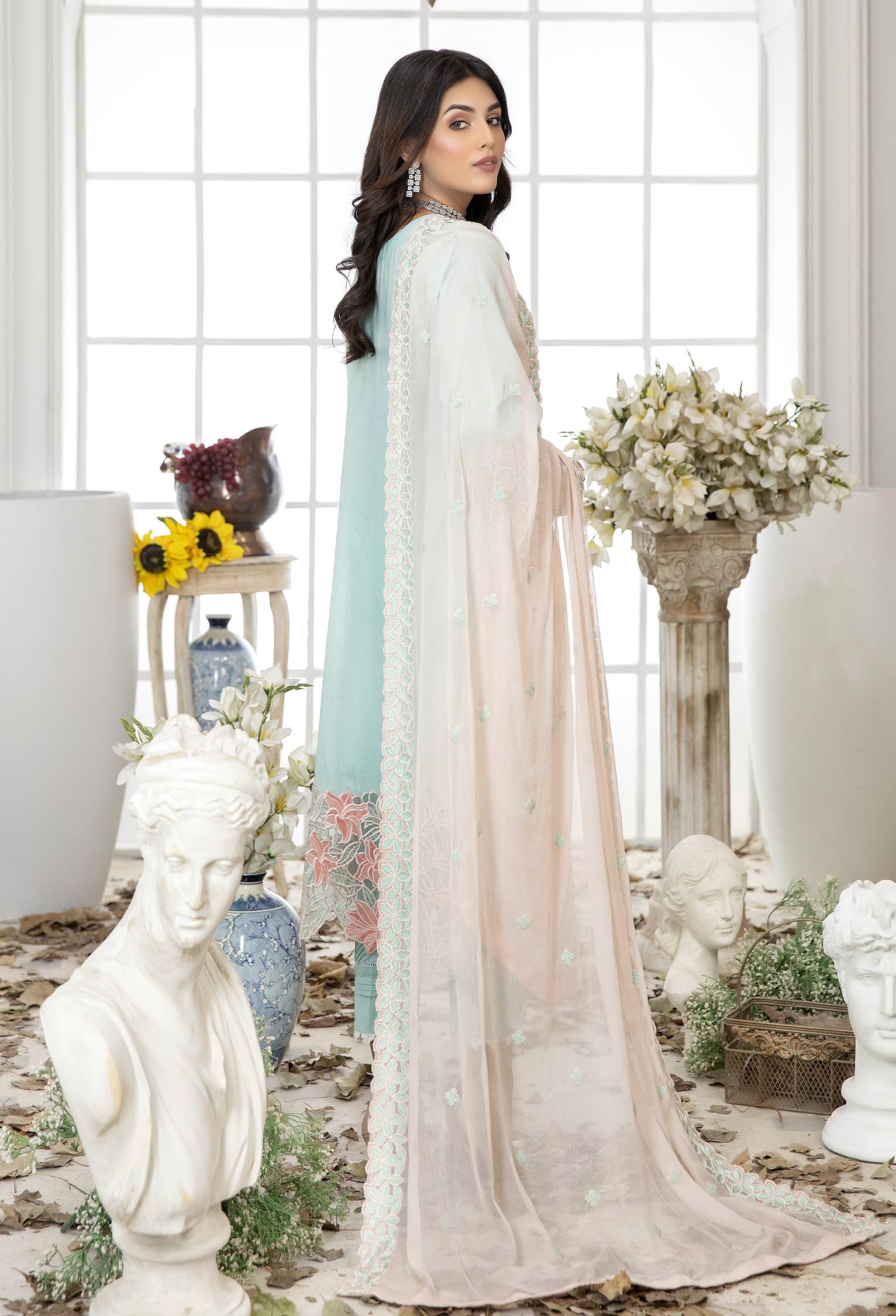 Sea Mist - Embroidered Unstitched Lawn