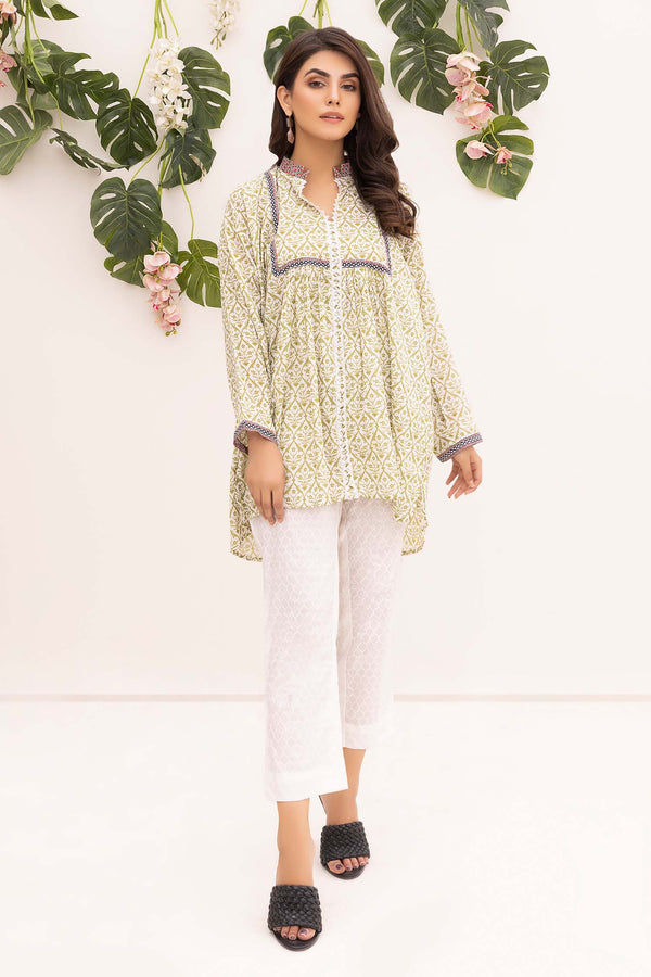 Sky Green - Digital Printed Stitched Lawn Kurti