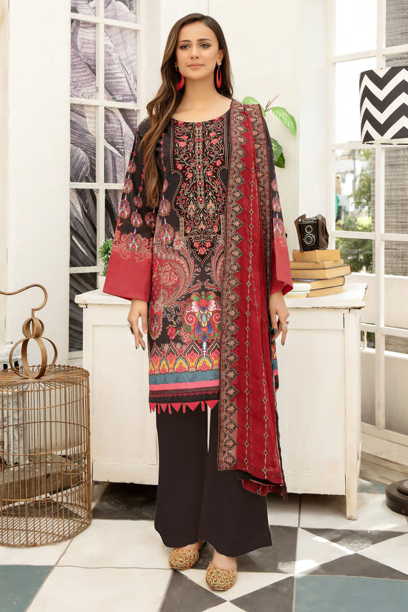 Baccara - Digital Printed and Embroidered Suvic Chiffon