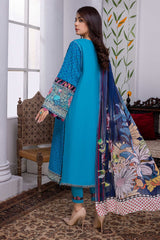 Water Blue - Chikankari Embroidered Lawn Stitched 3PC