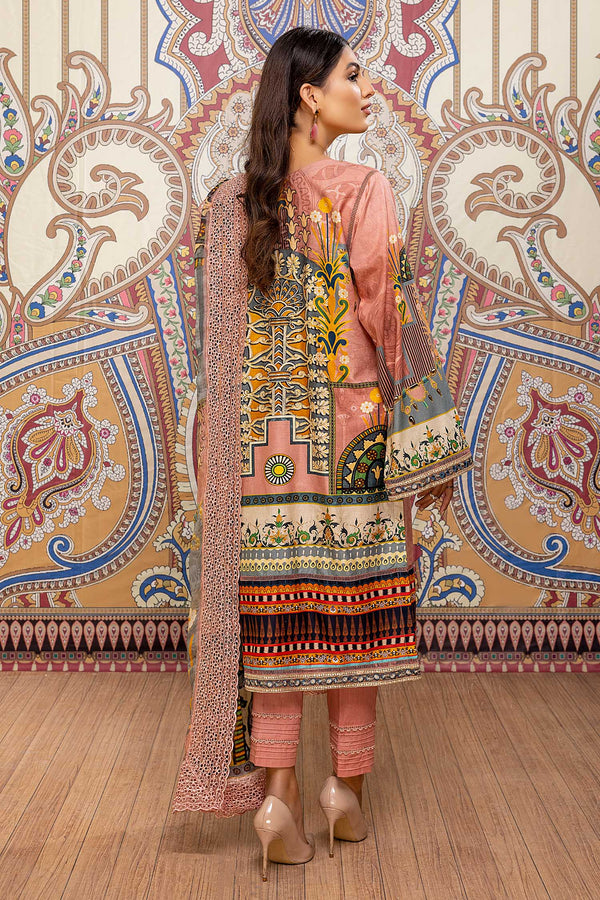 Pink Flower - Printed & Embroidered Lawn Pret 3PC