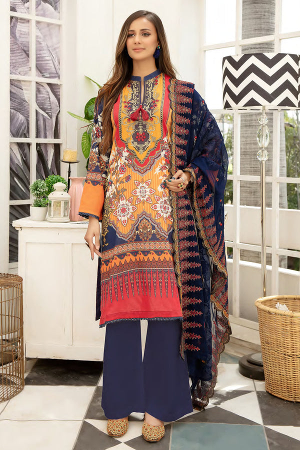 Cosmos - Digital Printed and Embroidered Suvic Chiffon