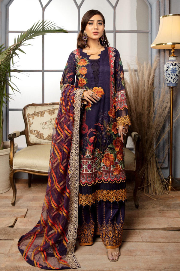 Bazel Glow - Digital Printed & Schiffli Embroidered Lawn 3PC