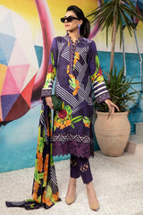 Purple Taupe - Printed & Embroidered Lawn 3PC